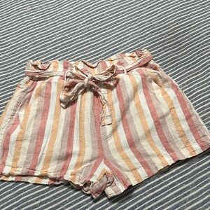 Thread & Supply High Waist Striped Shorts - Pink, Tan, and Cream